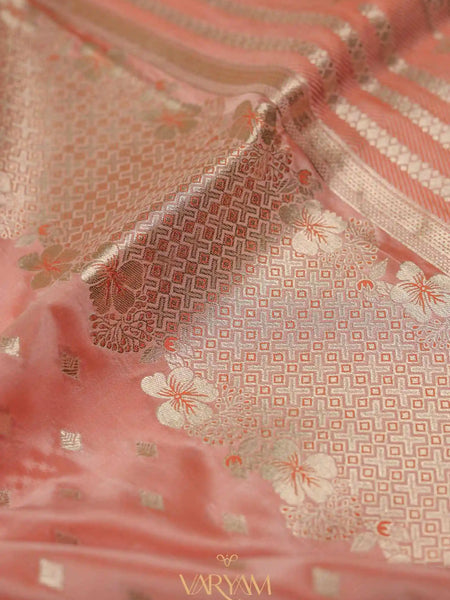 Makhmali Satin Woven Orange Saree