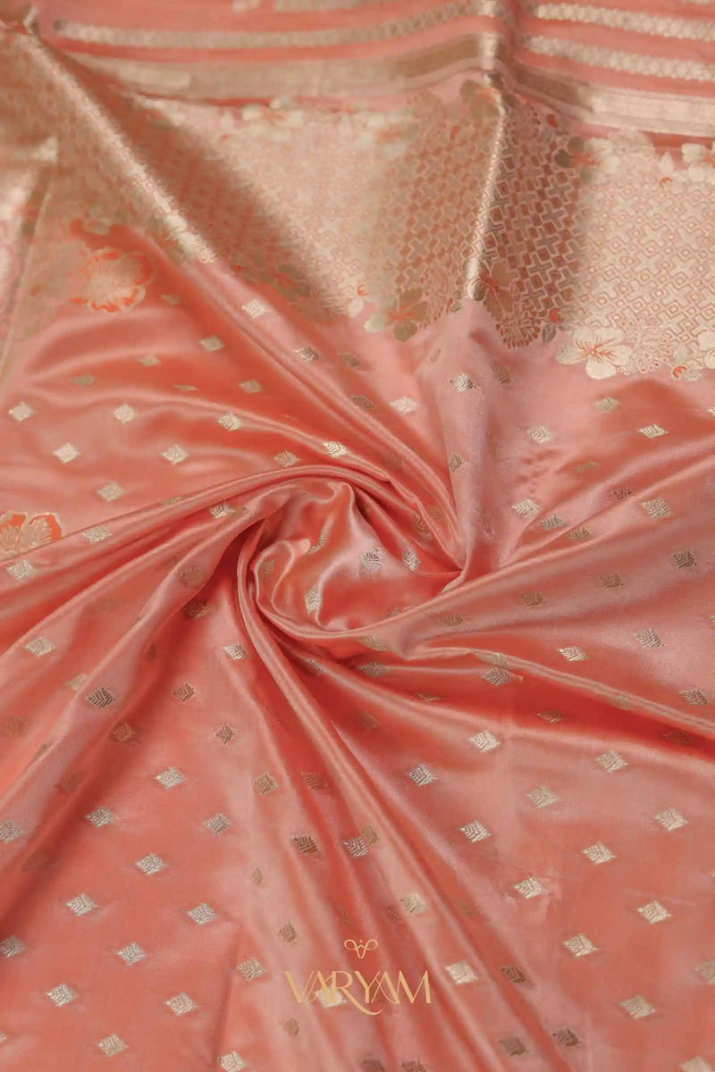 Makhmali Satin Woven Orange Saree