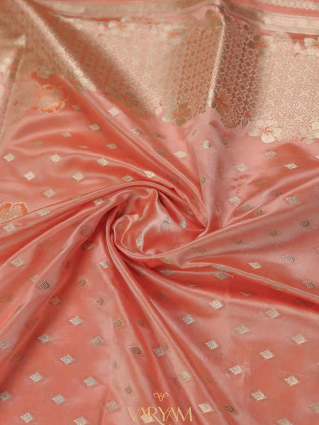 Makhmali Satin Woven Orange Saree
