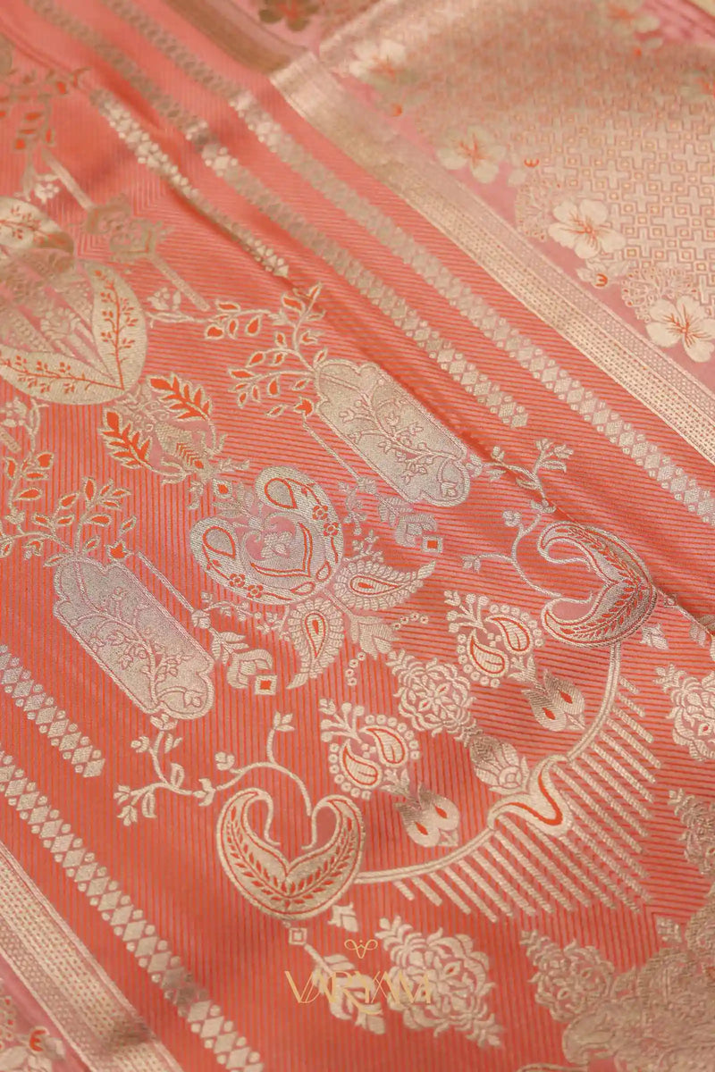 Makhmali Satin Woven Orange Saree