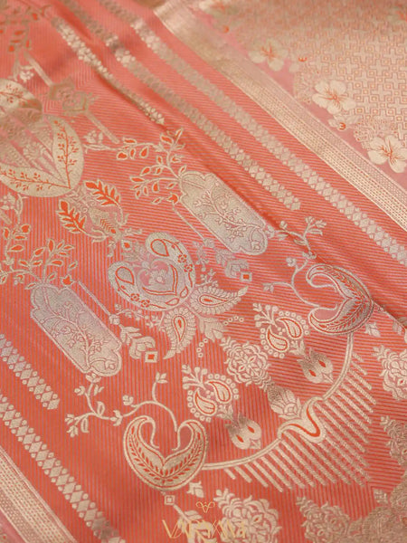 Makhmali Satin Woven Orange Saree