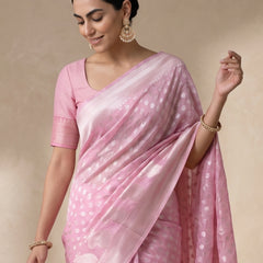 Sia Baby Pink Cotton Saree