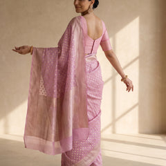 Sia Baby Pink Cotton Saree