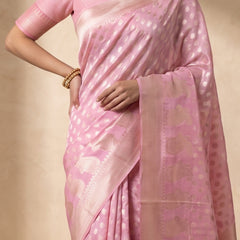 Sia Baby Pink Cotton Saree