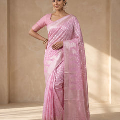 Sia Baby Pink Cotton Saree