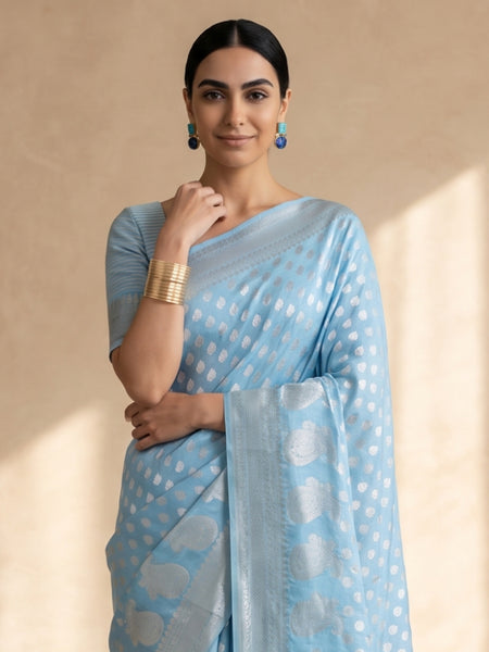 Sia Blue Cotton Saree