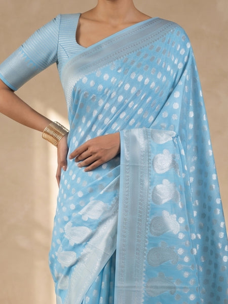Sia Blue Cotton Saree