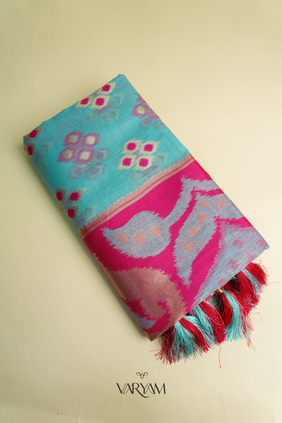Patola Linen Blue Saree
