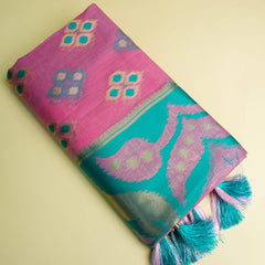 Patola Linen Pink Saree