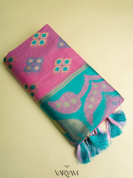 Patola Linen Pink Saree