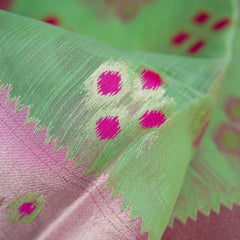 Patola Linen Green Saree