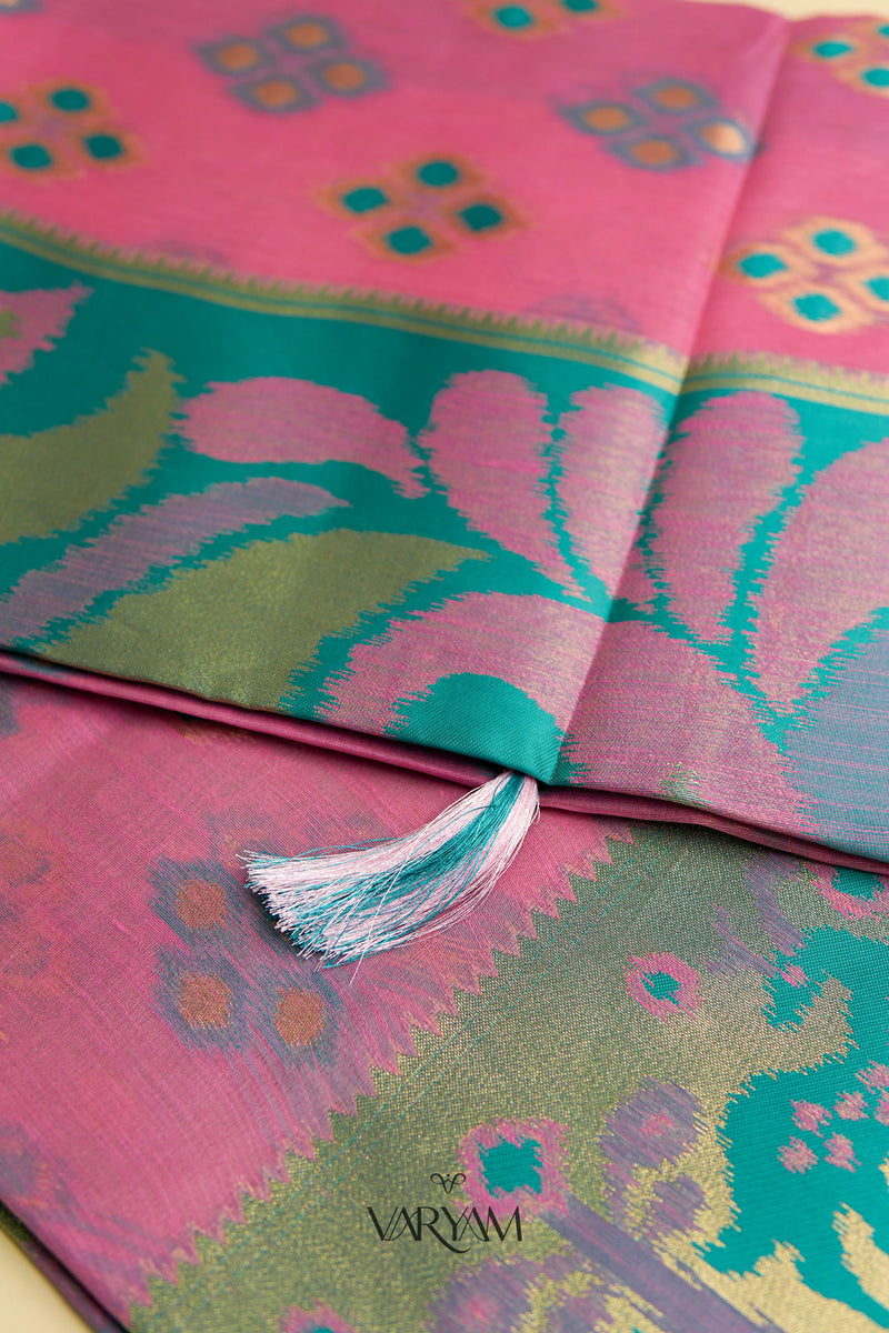 Patola Linen Pink Saree