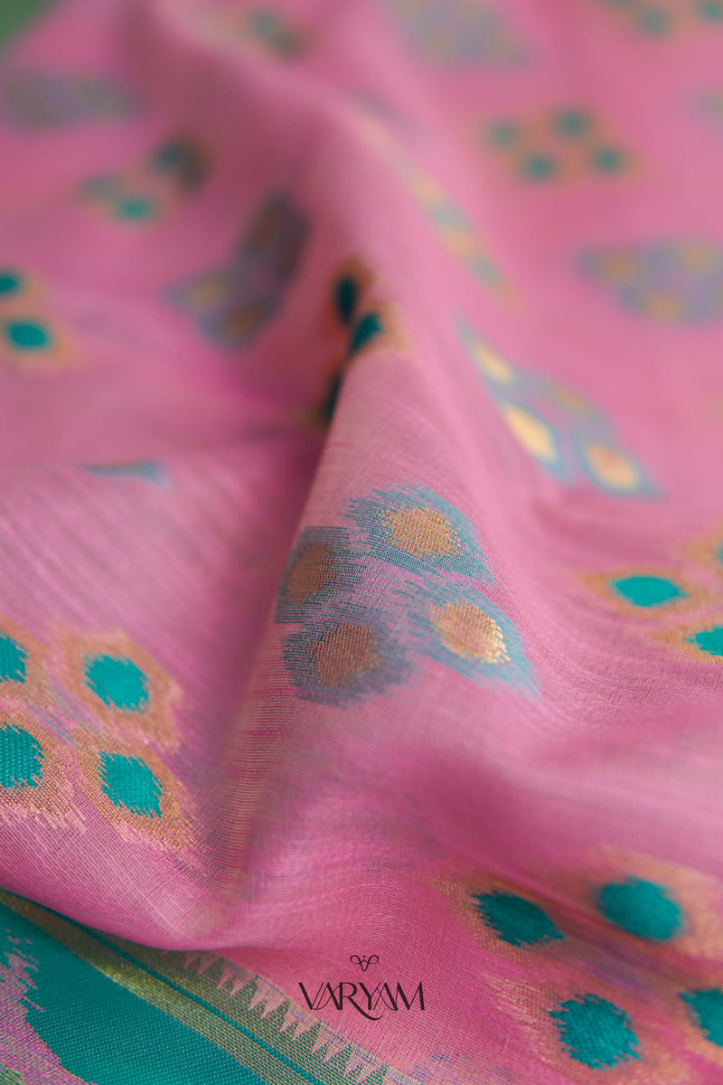 Patola Linen Pink Saree