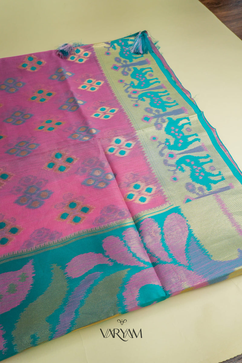 Patola Linen Pink Saree