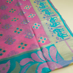 Patola Linen Pink Saree
