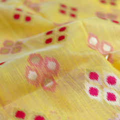 Patola Linen Yellow Saree