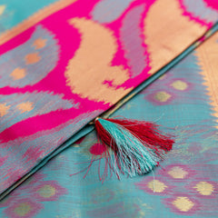 Patola Linen Blue Saree