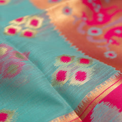 Patola Linen Blue Saree