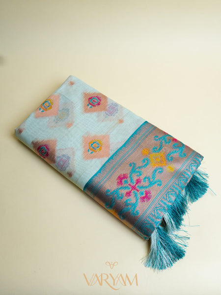 Kalista Linen Ice Blue Saree