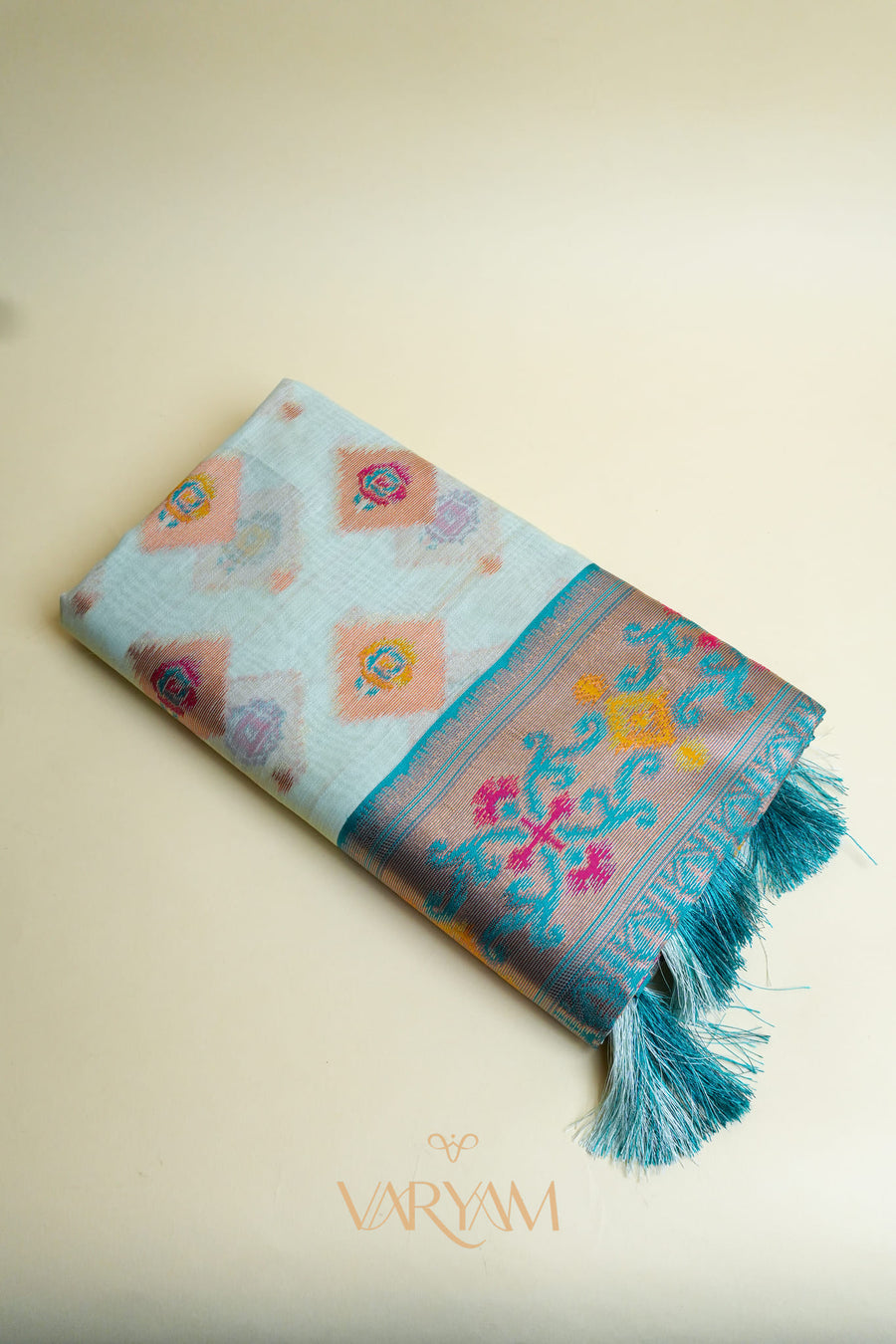 Kalista Linen Ice Blue Saree