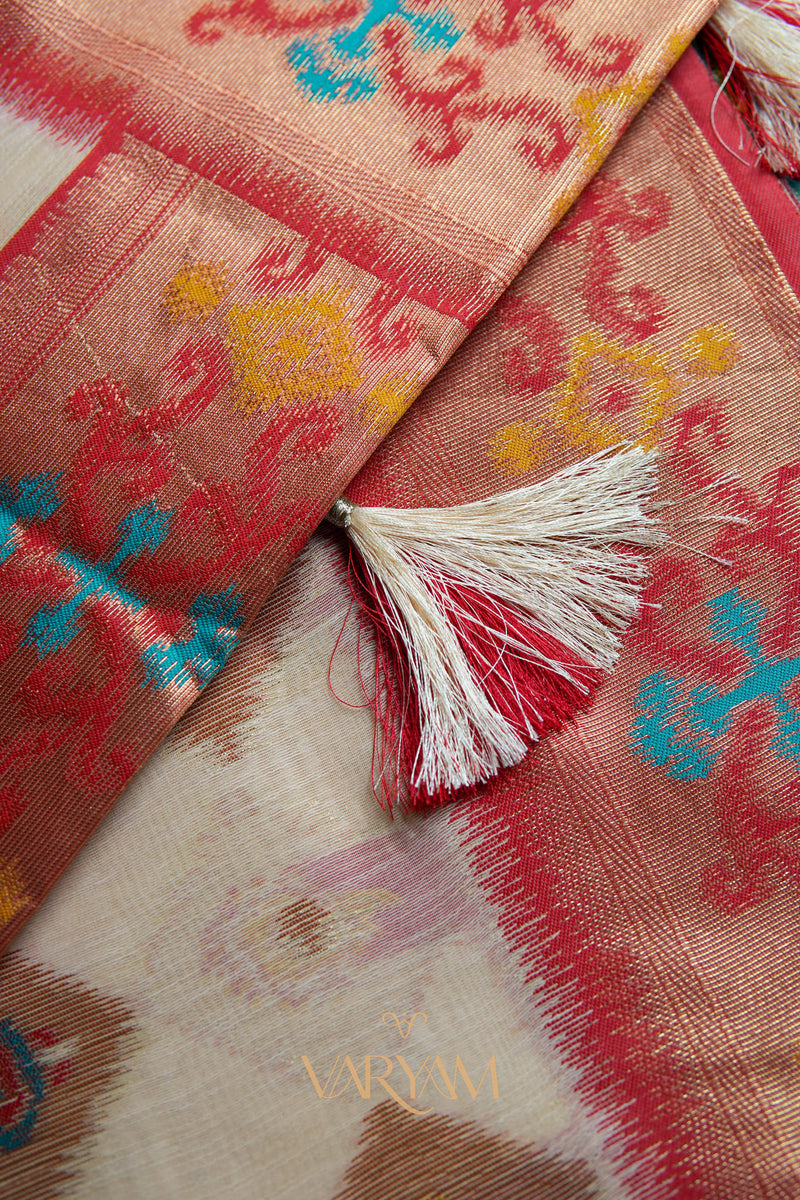 Kalista Linen Ice Red Saree