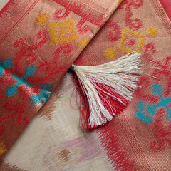 Kalista Linen Ice Red Saree