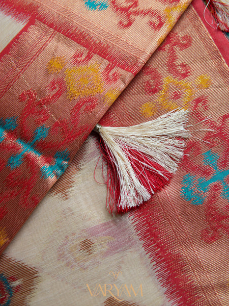 Kalista Linen Ice Red Saree