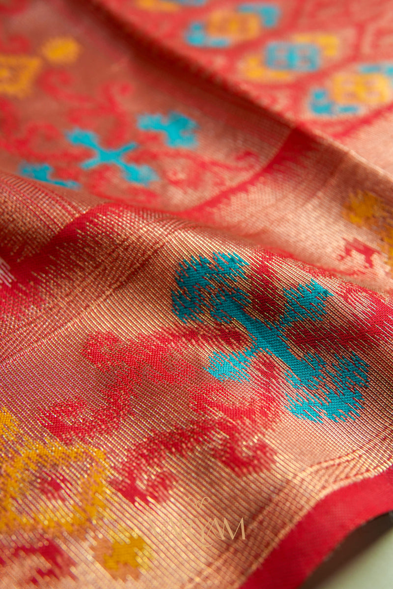 Kalista Linen Ice Red Saree