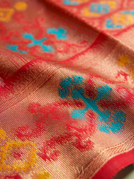 Kalista Linen Ice Red Saree