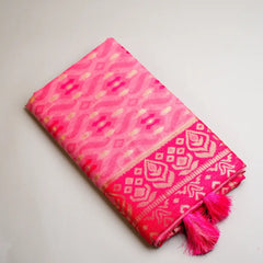 Saanjh Pink Cotton Saree