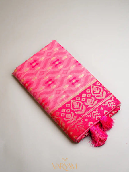 Saanjh Pink Cotton Saree