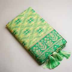 Saanjh Green Cotton Saree