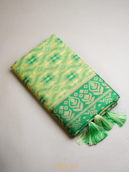 Saanjh Green Cotton Saree