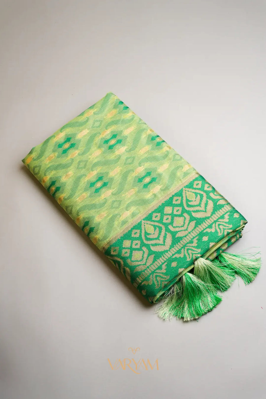 Saanjh Green Cotton Saree