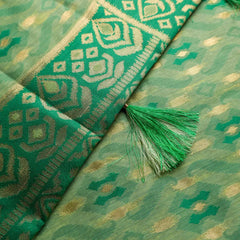 Saanjh Green Cotton Saree