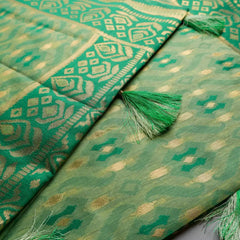 Saanjh Green Cotton Saree