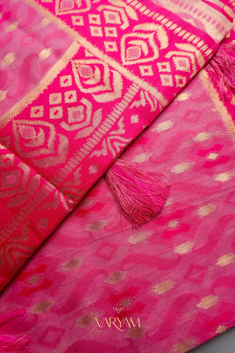 Saanjh Pink Cotton Saree
