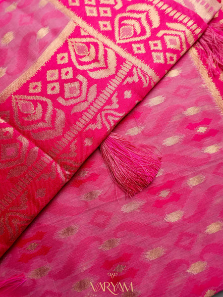 Saanjh Pink Cotton Saree