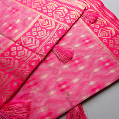 Saanjh Pink Cotton Saree