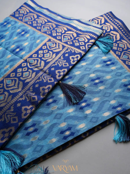Saanjh Blue Cotton Saree