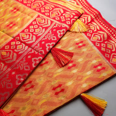 Saanjh Yellow Cotton Saree