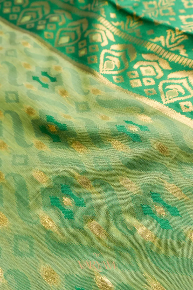 Saanjh Green Cotton Saree