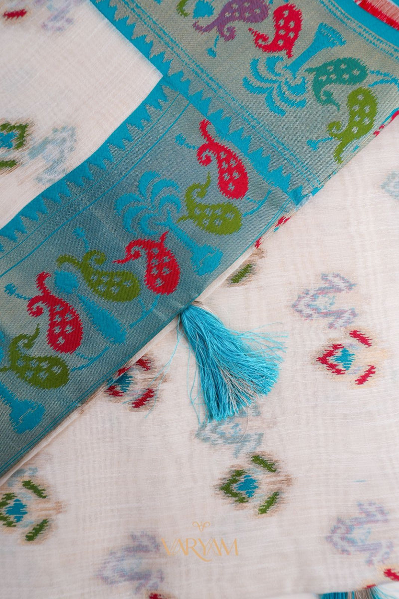 Kalista Linen Cream Saree