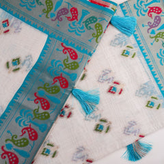 Kalista Linen Cream Saree