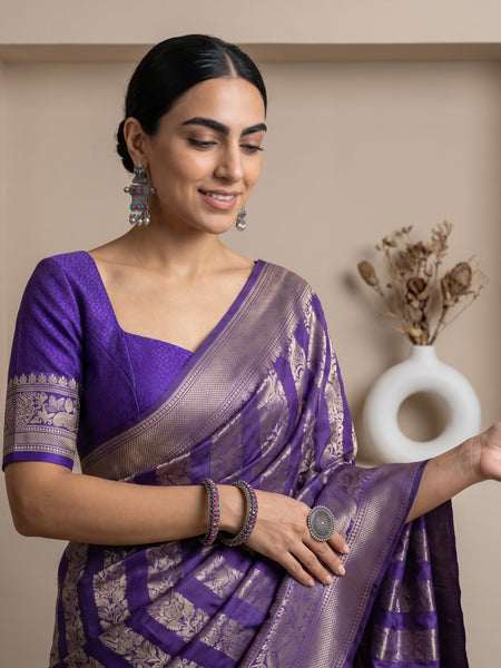 Rekha Silk Violet Saree