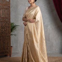 Swarna Silk Cream Gold Saree