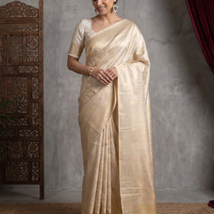 Swarna Silk Cream Gold Saree