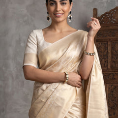 Swarna Silk Cream Gold Saree