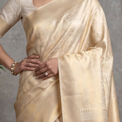 Swarna Silk Cream Gold Saree