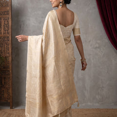 Swarna Silk Cream Gold Saree
